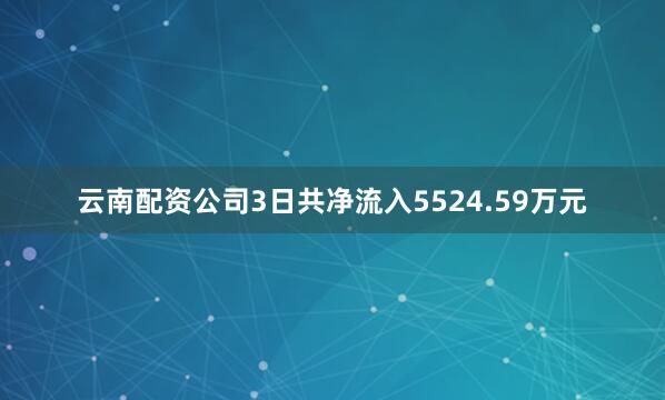 云南配资公司3日共净流入5524.59万元